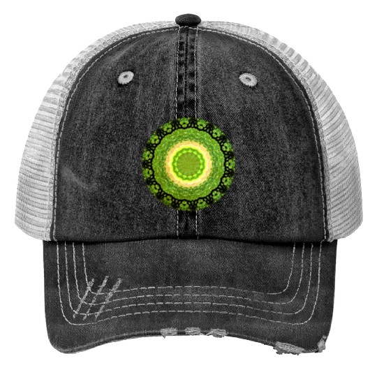 Green Yellow Sun Trucker Hats
