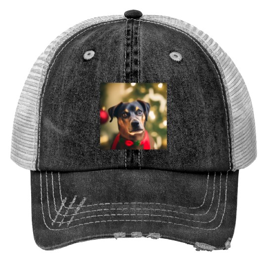 Cute Christmas dog Trucker Hats