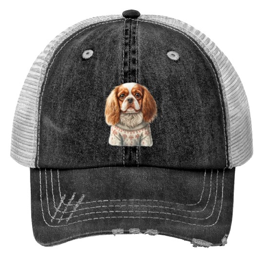 Cute Cavalier King Charles Spaniel Christmas Trucker Hats