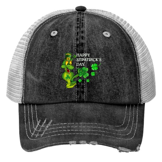 Happy St Patricks Day Snake Graphic Great Gift Trucker Hats