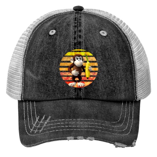 Banana monkey Trucker Hats