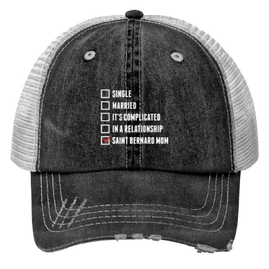 Saint Bernard Mom Check Mark Trucker Hats
