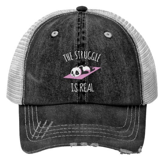 Funny Panda Women Yoga Gym Exercise The Struggle i Trucker Hats