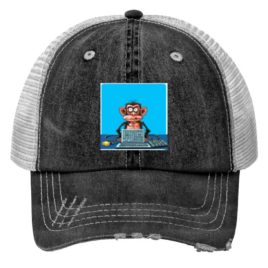 programmer monkey Trucker Hats