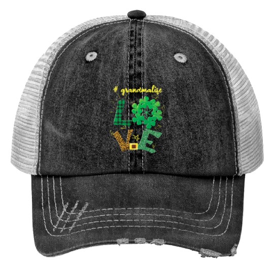 Love Grandma Shamrock Saint Patrick Day Trucker Hats