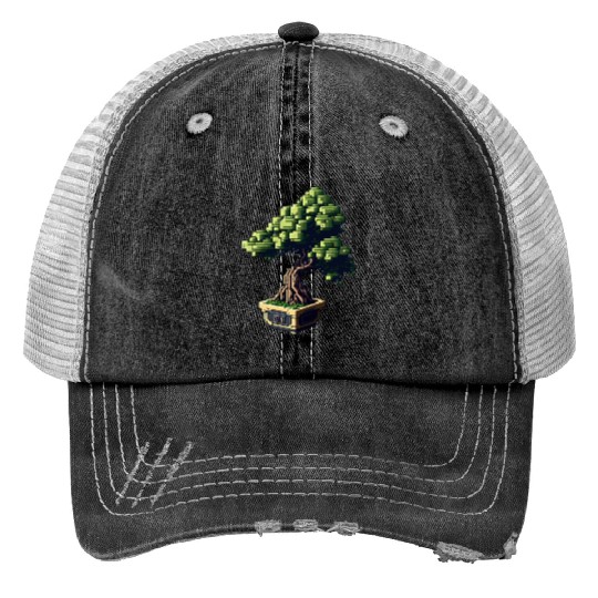8 Bit Bonsai Tree Trucker Hats