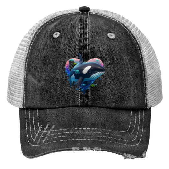 Orca Is My Valentine Trucker Hats