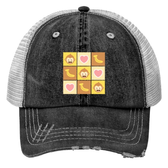 Cute Monkey and Banana Pattern Trucker Hats