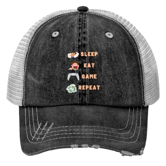 sleep eat game repeat PlayStation Trucker Hats