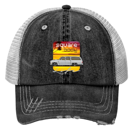 square Light Silver Trucker Hats