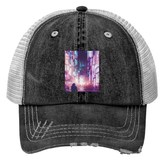 Cyberpunk Vaporwave Anime Japan Cyber aesthetic Trucker Hats