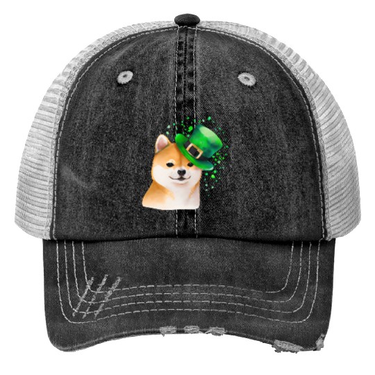 St Patrick's Day Irish Shiba Inu Saint Patrick Trucker Hats