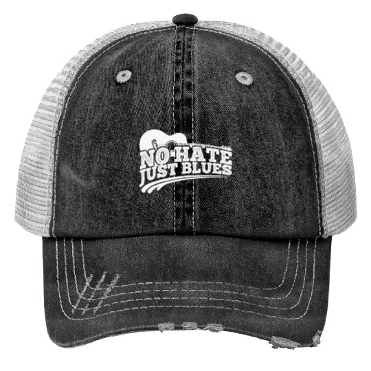 No hate just Blues Music Trumpet Trucker Hats
