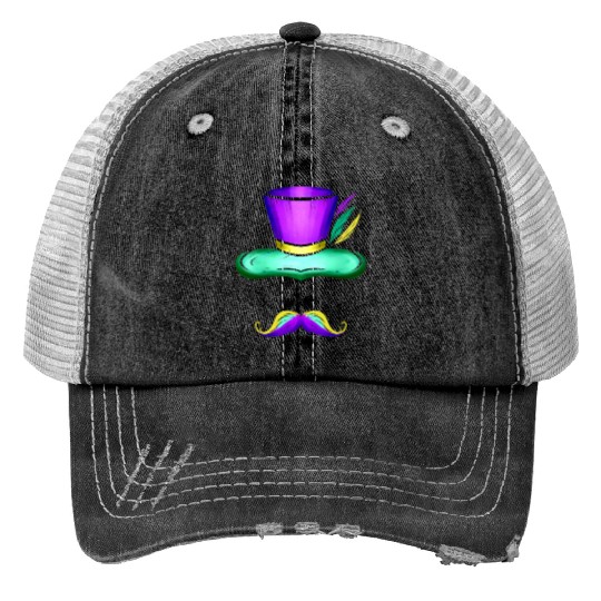 Hat And Mustache For Mardi Gras Trucker Hats