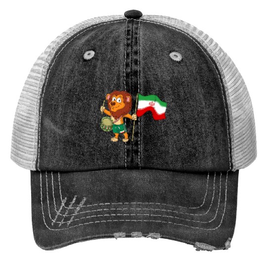 Lion with the Iran flag Trucker Hats