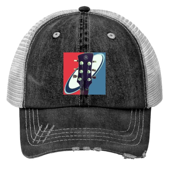 Red White Blue Rock and Roll Themed Guitar Trucker Hats
