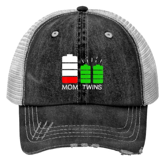 Twin Mom Low Battery Tired Mom Of Twins Trucker Hats