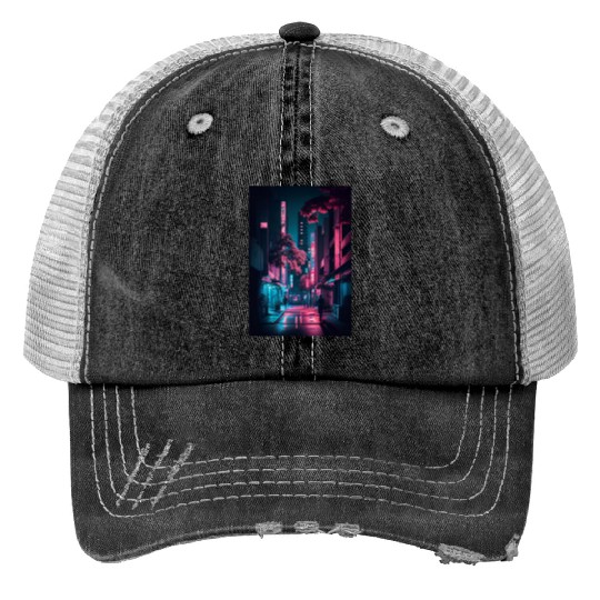 Tokyo Japan Japanese Aesthetic Graphic Night Scene Trucker Hats
