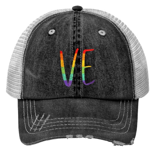 LGBT Pride Love LO VE Lesbian Couple Matching Love Trucker Hats