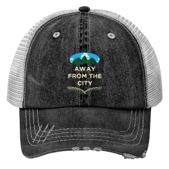 Away From the City Wildlife Camping Outdoor Camper Trucker Hats