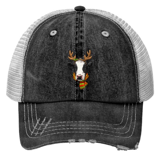 Cow Christmas Santa Clause ReindeerCow Lover Farme Trucker Hats