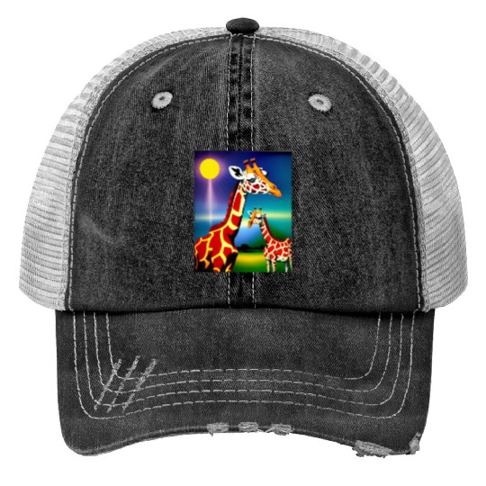 Giraffe in the spectrum of light Trucker Hats