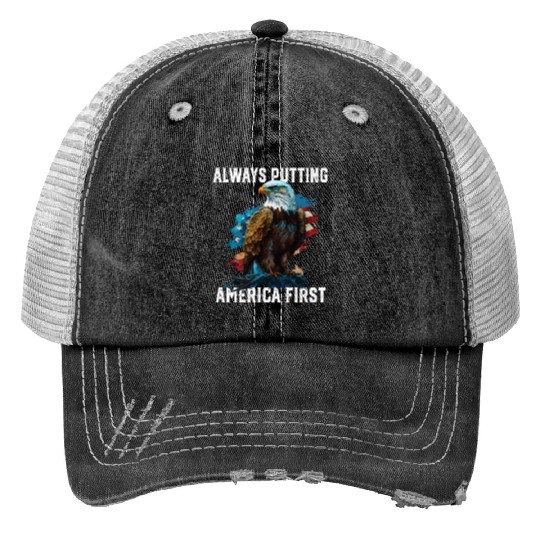 Always Putting America First American Bald Eagle Trucker Hats