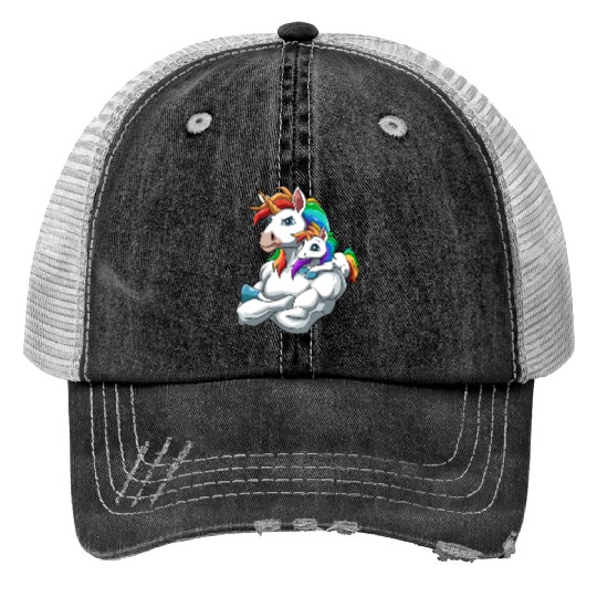 Strong Unicorn with Unicorn Kid for a Unicorn Trucker Hats