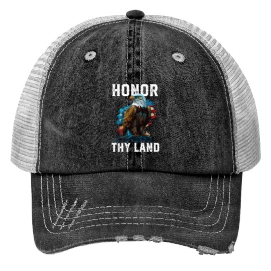 Honor Thy Land American Bald Eagle America USA Trucker Hats
