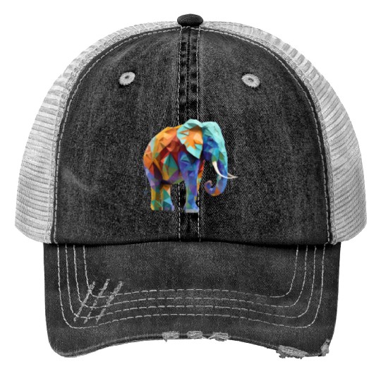 Vibrant Origami Elephant - Handmade with Love Trucker Hats