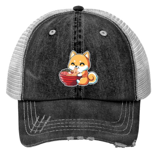 kawaii Japanese Anime Fox Ramen Food Lovers Humor Trucker Hats