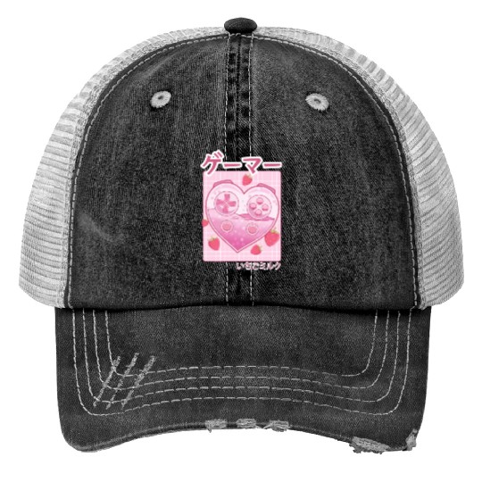 Video Gamer Japanese Kawaii Strawberry Milk Anime Trucker Hats