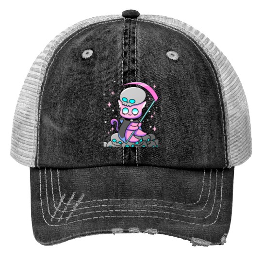 Kawaii Pastel Goth Anime Tarot Card Death Cute Wit Trucker Hats