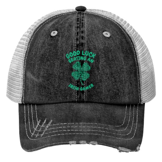 St. Patrick's Day Gaming Shamrock Gamer Video Trucker Hats