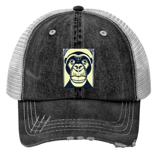 Wise Monkey & jungle king Trucker Hats