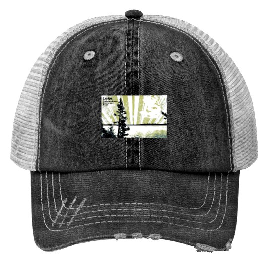 Retro vintage Lake YStone in yellow green Trucker Hats