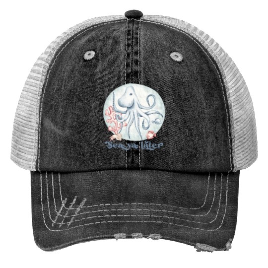 sea ya later octopus near the coral in the sea Trucker Hats
