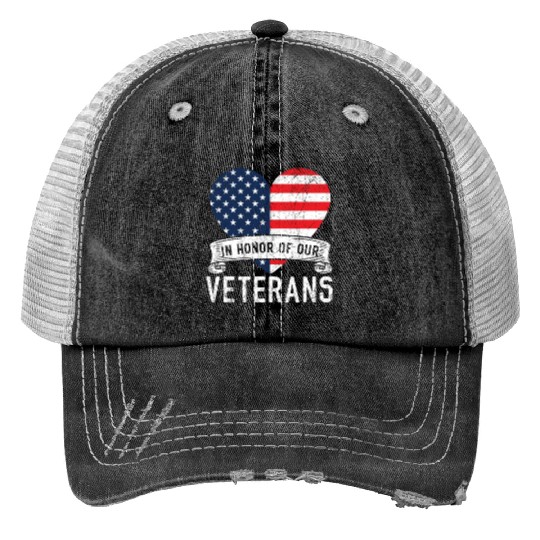 Patriotic Veteran USA Flag American Memorial Day Trucker Hats