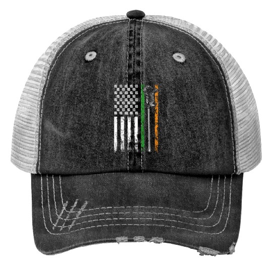American Sports Flag St. Patrick's Day Lacrosse Trucker Hats