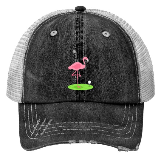 Golf Flamingo Golfing Golfer Trucker Hats