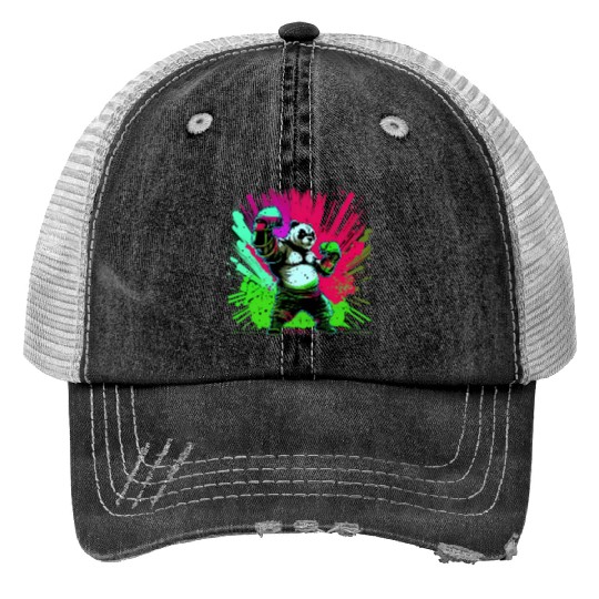 Cool Colorful Panda Boxer MMA Martial Arts Trucker Hats