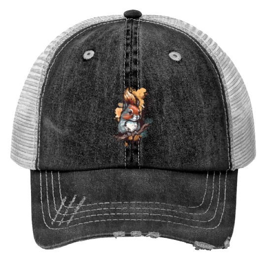 Cute squirrel portrait design painting Trucker Hats