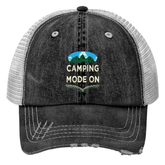 Camping Mode On Wildlife Nature Lover Outdoor Tree Trucker Hats