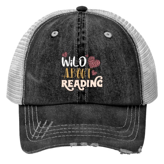 Wild About Reading Leopard Print Book Lover Trucker Hats