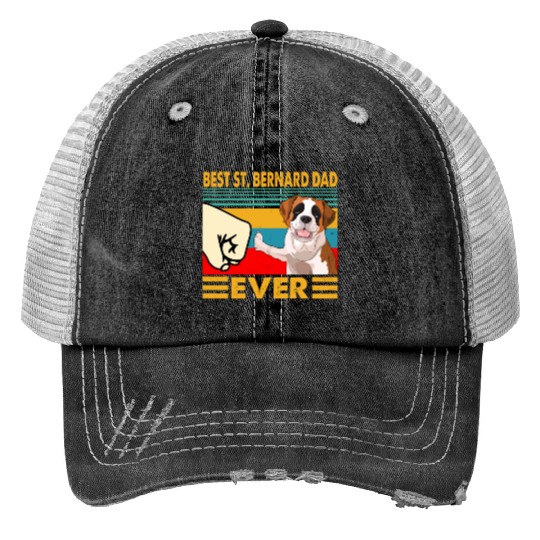St Bernard Dad Father's Day Gift Saint Bernard Dog Trucker Hats