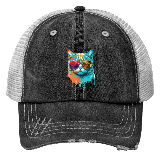 Sunglass Cat Trucker Hats