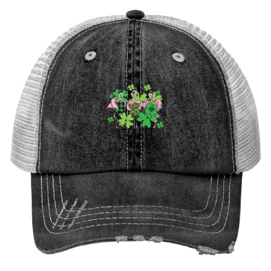 Irish Flamingo Saint Patrick s Day Trucker Hats