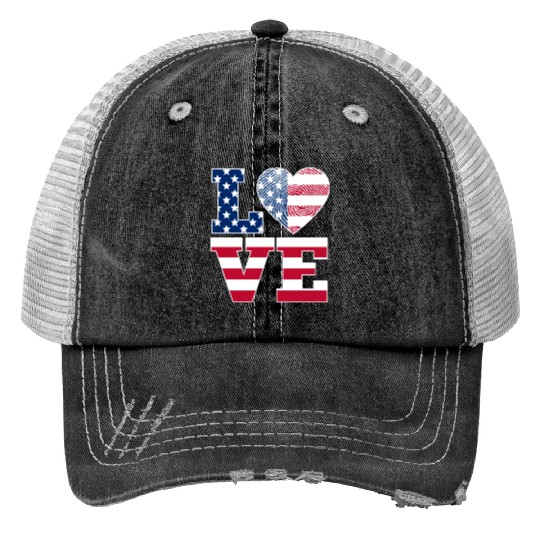 Usa Love USA Flag Trucker Hats