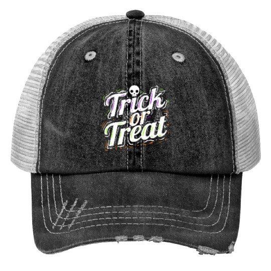 Trick Or Treat Spiderweb Halloween Trucker Hats