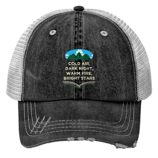 Warm Fire Bright Stars Camping Wildlife Camper Out Trucker Hats